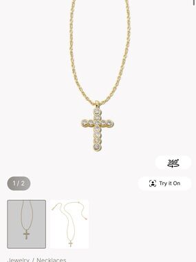 NWT Kendra Scott Gold Crystal Cross Pendant Necklace